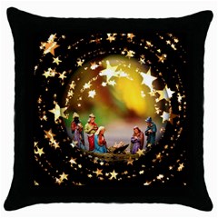 Christmas Crib Virgin Mary Joseph Jesus Christ Three Kings Baby Infant Jesus 4000 Throw Pillow Case (black) by yoursparklingshop