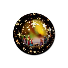 Christmas Crib Virgin Mary Joseph Jesus Christ Three Kings Baby Infant Jesus 4000 Rubber Coaster (round)  by yoursparklingshop