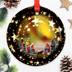 Christmas Crib Virgin Mary Joseph Jesus Christ Three Kings Baby Infant Jesus 4000 Round Ornament (two Sides)  by yoursparklingshop