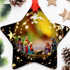 Christmas Crib Virgin Mary Joseph Jesus Christ Three Kings Baby Infant Jesus 4000 Star Ornament (two Sides)  by yoursparklingshop