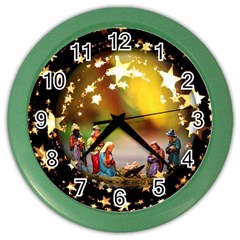 Christmas Crib Virgin Mary Joseph Jesus Christ Three Kings Baby Infant Jesus 4000 Color Wall Clocks by yoursparklingshop