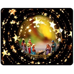 Christmas Crib Virgin Mary Joseph Jesus Christ Three Kings Baby Infant Jesus 4000 Fleece Blanket (medium)  by yoursparklingshop