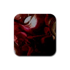 Dark Red Candlelight Candles Rubber Square Coaster (4 Pack)  by yoursparklingshop