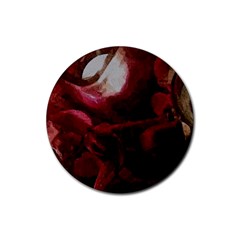 Dark Red Candlelight Candles Rubber Coaster (round)  by yoursparklingshop