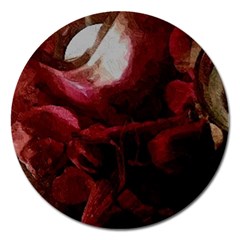 Dark Red Candlelight Candles Magnet 5  (round) by yoursparklingshop