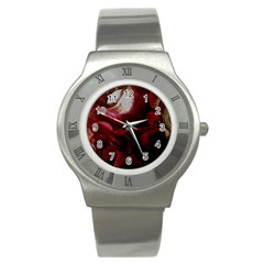 Dark Red Candlelight Candles Stainless Steel Watch by yoursparklingshop