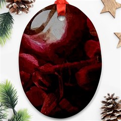 Dark Red Candlelight Candles Oval Ornament (two Sides) by yoursparklingshop