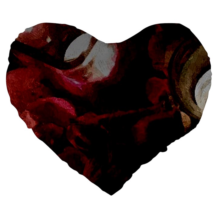 Dark Red Candlelight Candles Large 19  Premium Flano Heart Shape Cushions