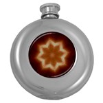 Christmas Flower Star Light Kaleidoscopic Design Round Hip Flask (5 oz) Front