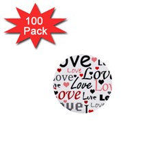 Love Pattern - Red 1  Mini Buttons (100 Pack)  by Valentinaart