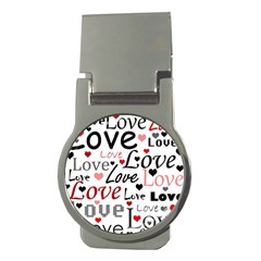 Love Pattern - Red Money Clips (round)  by Valentinaart