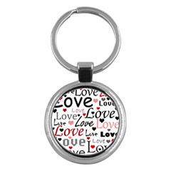 Love Pattern - Red Key Chains (round)  by Valentinaart