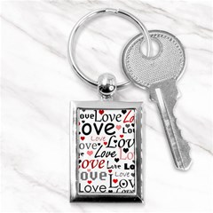 Love Pattern - Red Key Chains (rectangle)  by Valentinaart