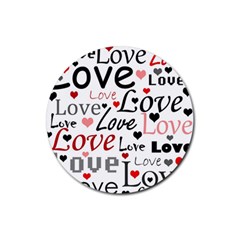 Love Pattern - Red Rubber Coaster (round)  by Valentinaart