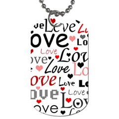 Love Pattern - Red Dog Tag (two Sides) by Valentinaart