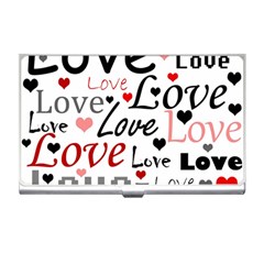 Love Pattern - Red Business Card Holders by Valentinaart