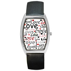 Love Pattern - Red Barrel Style Metal Watch by Valentinaart