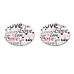 Love Pattern - Red Cufflinks (oval) by Valentinaart