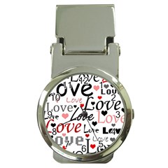 Love Pattern - Red Money Clip Watches by Valentinaart