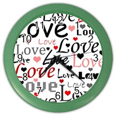 Love Pattern - Red Color Wall Clocks by Valentinaart