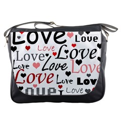 Love Pattern - Red Messenger Bags by Valentinaart