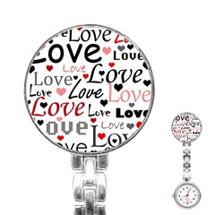 Love Pattern - Red Stainless Steel Nurses Watch by Valentinaart