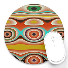 Oval Circle Patterns Round Mousepads