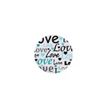 Love pattern - cyan 1  Mini Buttons Front