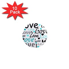 Love Pattern - Cyan 1  Mini Magnet (10 Pack)  by Valentinaart