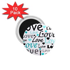 Love Pattern - Cyan 1 75  Magnets (10 Pack)  by Valentinaart