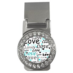 Love Pattern - Cyan Money Clips (cz)  by Valentinaart