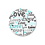 Love pattern - cyan Magnet 3  (Round) Front