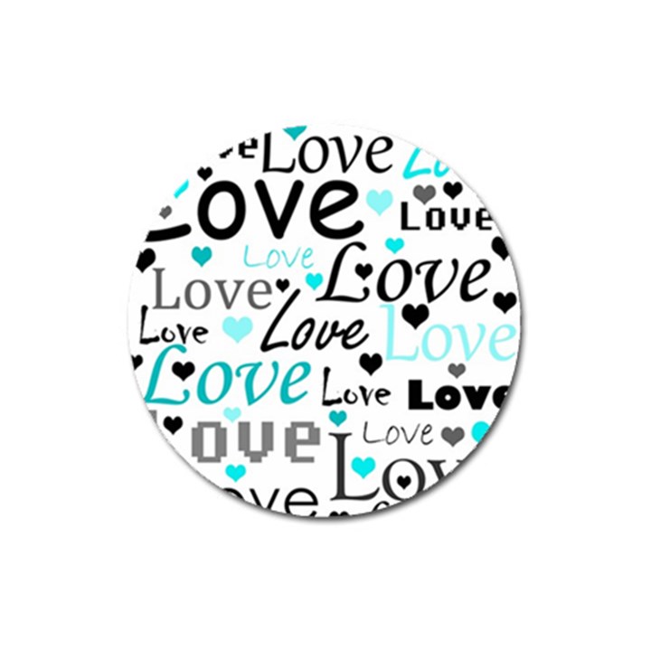 Love pattern - cyan Magnet 3  (Round)