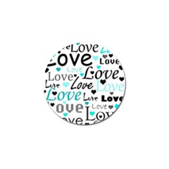 Love Pattern - Cyan Golf Ball Marker by Valentinaart