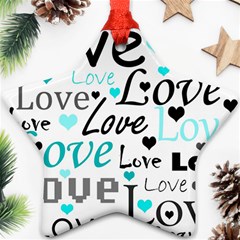 Love Pattern - Cyan Star Ornament (two Sides)  by Valentinaart