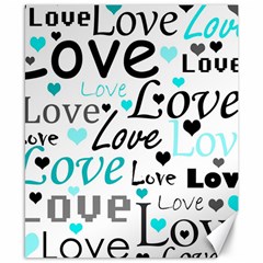 Love Pattern - Cyan Canvas 8  X 10  by Valentinaart