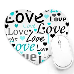 Love Pattern - Cyan Heart Mousepads by Valentinaart