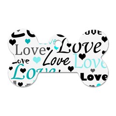 Love Pattern - Cyan Dog Tag Bone (two Sides) by Valentinaart