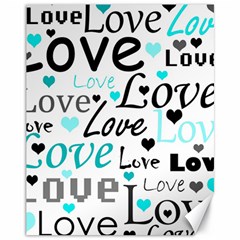 Love Pattern - Cyan Canvas 11  X 14   by Valentinaart