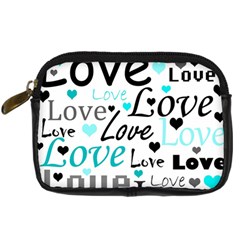 Love Pattern - Cyan Digital Camera Cases by Valentinaart