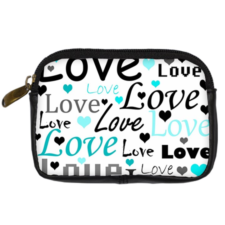 Love pattern - cyan Digital Camera Cases