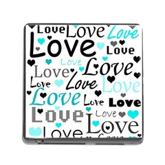 Love Pattern - Cyan Memory Card Reader (square) by Valentinaart