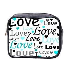 Love Pattern - Cyan Mini Toiletries Bag 2-side by Valentinaart