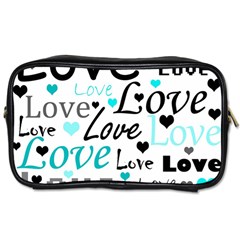 Love Pattern - Cyan Toiletries Bags by Valentinaart