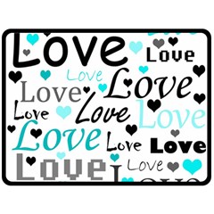 Love Pattern - Cyan Fleece Blanket (large)  by Valentinaart