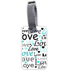 Love Pattern - Cyan Luggage Tags (one Side)  by Valentinaart