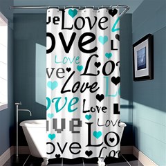 Love Pattern - Cyan Shower Curtain 36  X 72  (stall)  by Valentinaart