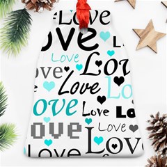 Love Pattern - Cyan Bell Ornament (2 Sides) by Valentinaart