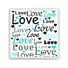 Love Pattern - Cyan Memory Card Reader (square)  by Valentinaart