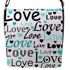 Love Pattern - Cyan Flap Messenger Bag (s) by Valentinaart